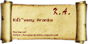 Kövesy Aranka névjegykártya