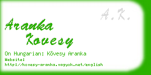 aranka kovesy business card